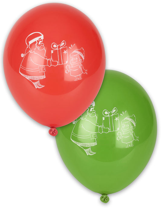 10 Ballons Noël rouges et verts 28 cm