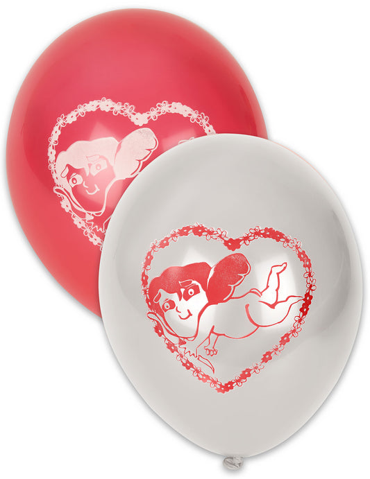 10 Ballons Saint Valentin blancs et rouges 30 cm