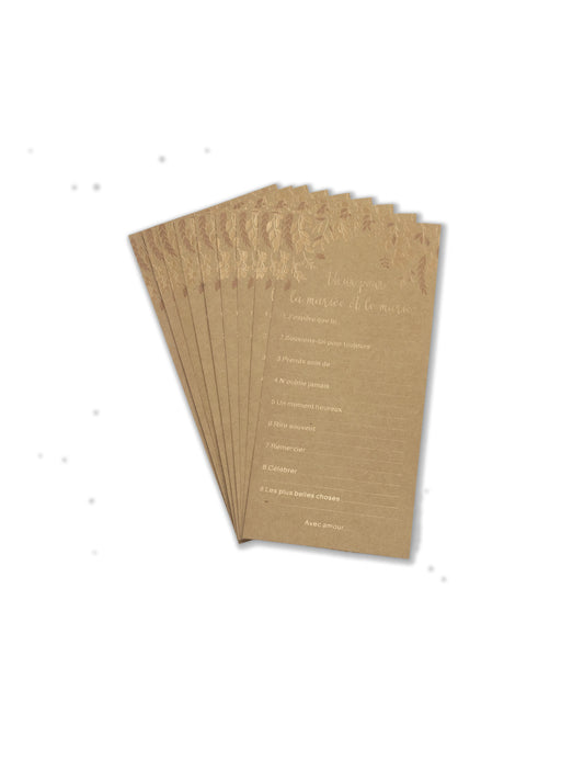 10 Cartes de v?ux pour les mariés kraft et bronze 22 x 11 cm