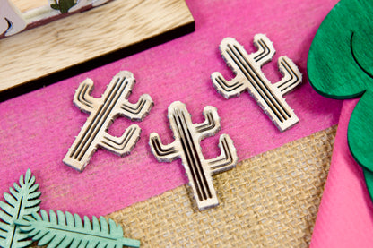 10 Confettis en bois cactus 4 cm