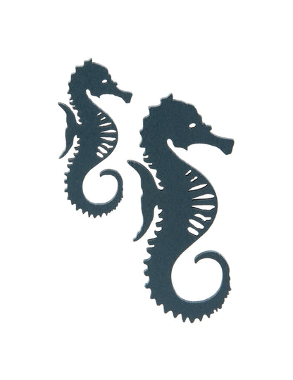 10 Confettis en bois hippocampe bleus 6 et 4,5 cm