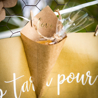 10 Cornets kraft dorure embossée love 20 x 11 cm