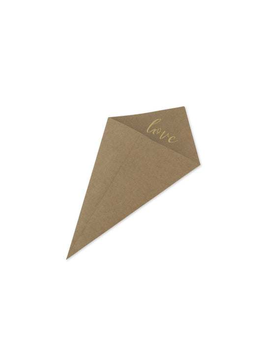10 Cornets kraft dorure embossée love 20 x 11 cm