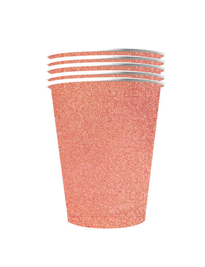 10 Gobelets américains scintillants carton recyclable rose gold 53cl