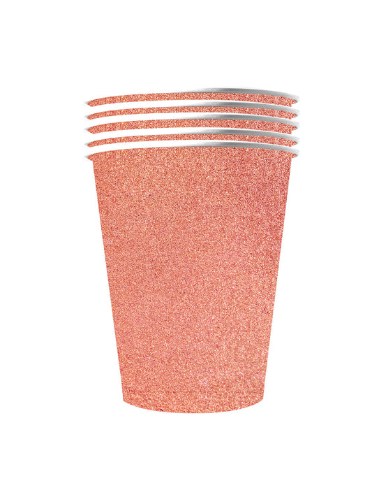 10 Gobelets américains scintillants carton recyclable rose gold 53cl