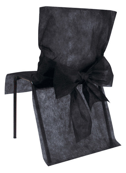 10 Housses de chaise Premium noires 50 x 95 cm