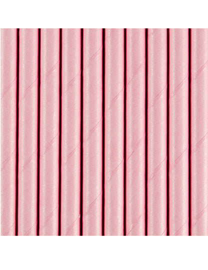 10 Pailles en carton rose clair 19,5 cm