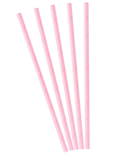 10 Pailles en carton rose clair 19,5 cm