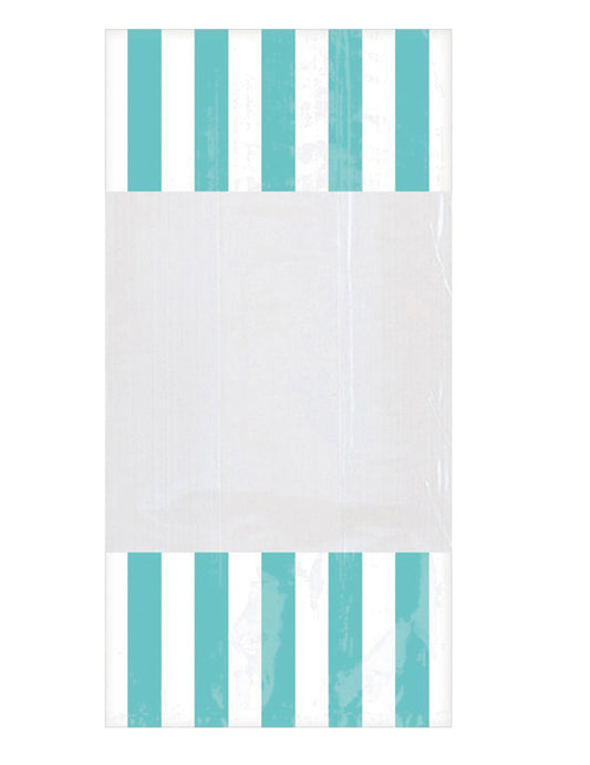 10 Sachets en plastique rayés menthe 25 x 13 cm