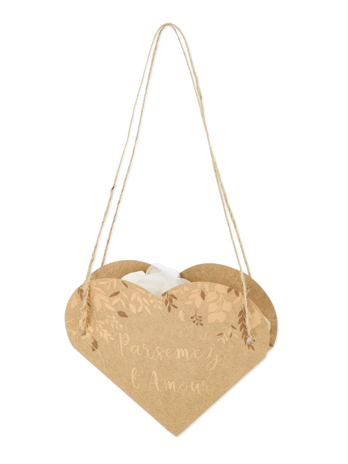 10 Sacs c?ur végétal Parsemez l'amour kraft et bronze 12 x 13 cm