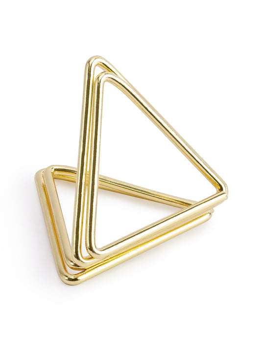 10 Supports marque-places triangles dorés 2,3 cm
