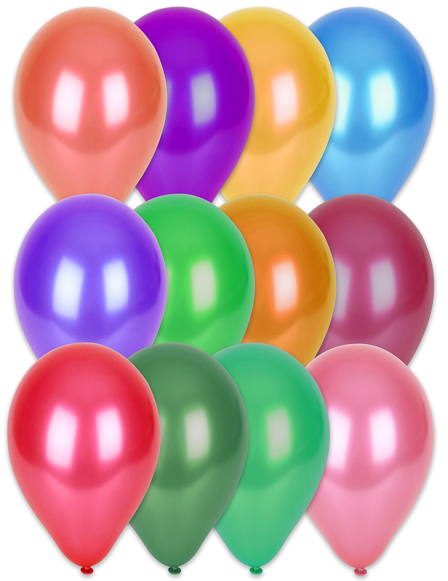 100 Ballons multicolores métallisés 29 cm