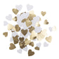 100 Confettis en papier petits c?urs blancs et dorés 1,5 cm