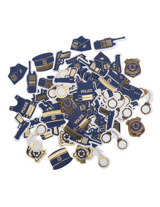 100 Confettis police marine et or 2 à 4,5 cm