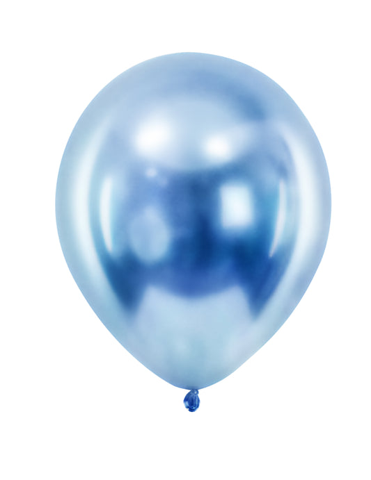 100 Mini ballons latex métallisés bleus 13 cm