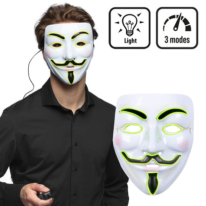 Masque LED Anonyme Luminescent - 3 Modes de Lumière