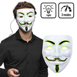 Masque LED Anonyme Luminescent - 3 Modes de Lumière