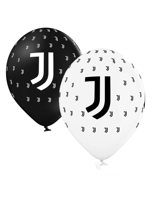 12 Ballons en latex Juventus noirs et blancs 30 cm