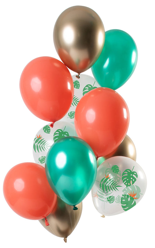 12 Ballons en latex Tropical métallisé 33 cm