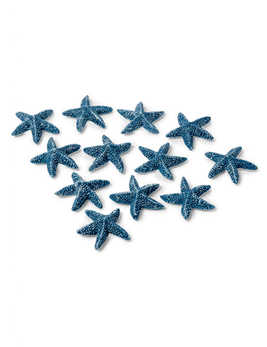 12 Etoiles de mer adhésives bleues 2 cm