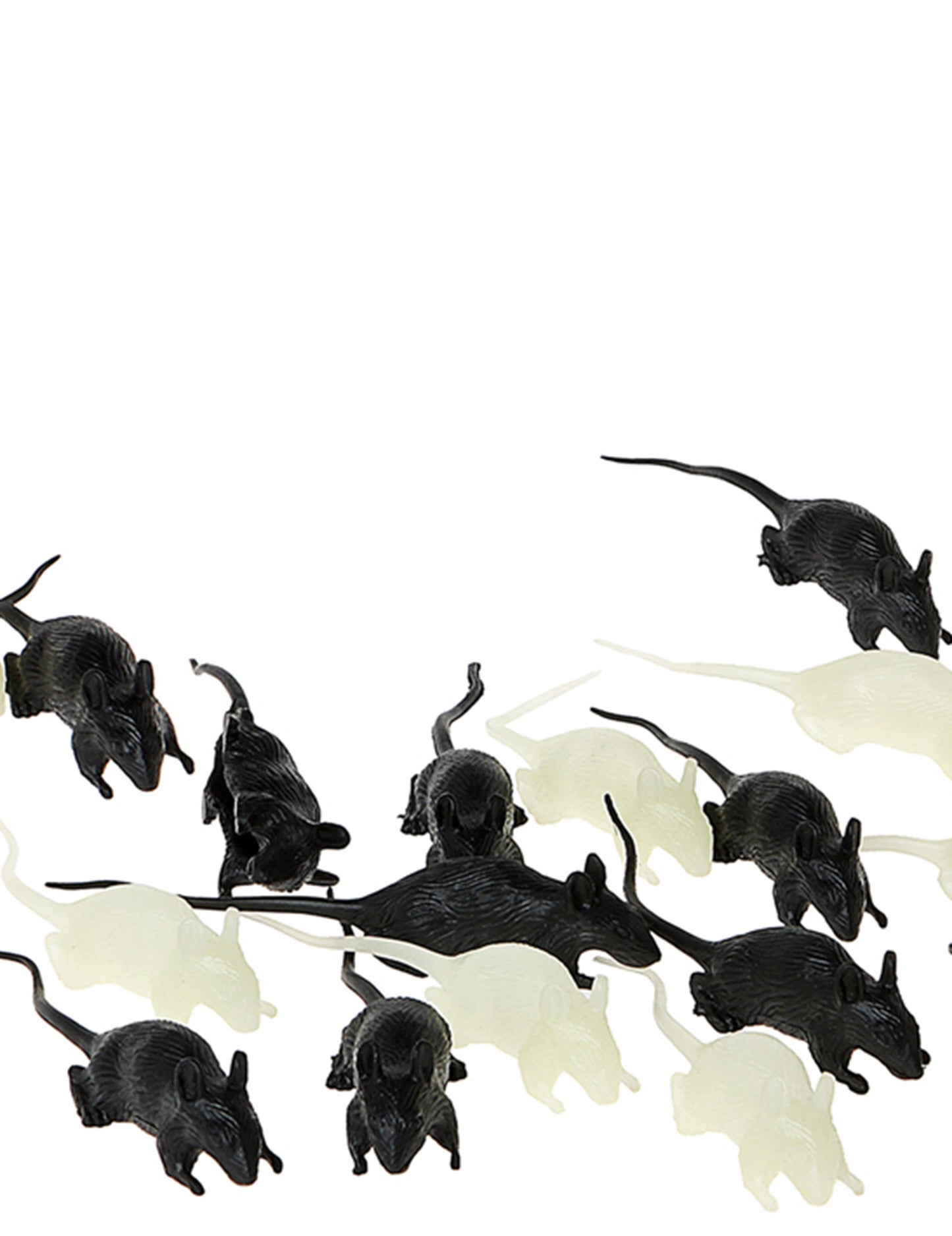 12 Rats noirs et phosphorescents 4 cm Halloween