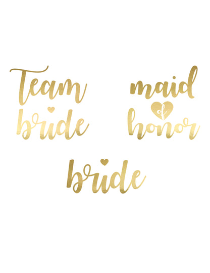 13 Tatouages éphémères Team bride dorés