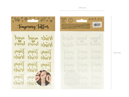 13 Tatouages éphémères Team bride dorés