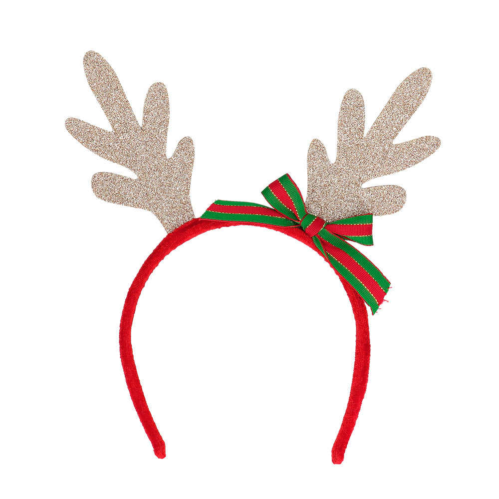 Serre-tête Renne de Noël avec Cornes Paillettes et Nœud