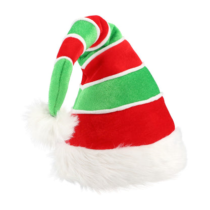 Bonnet Elfe Noël Rayé Rouge Vert Blanc avec Pompom
