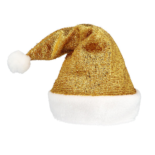 Bonnet de Sapin de Noël Pailleté Or et Blanc - Déguisement Festif