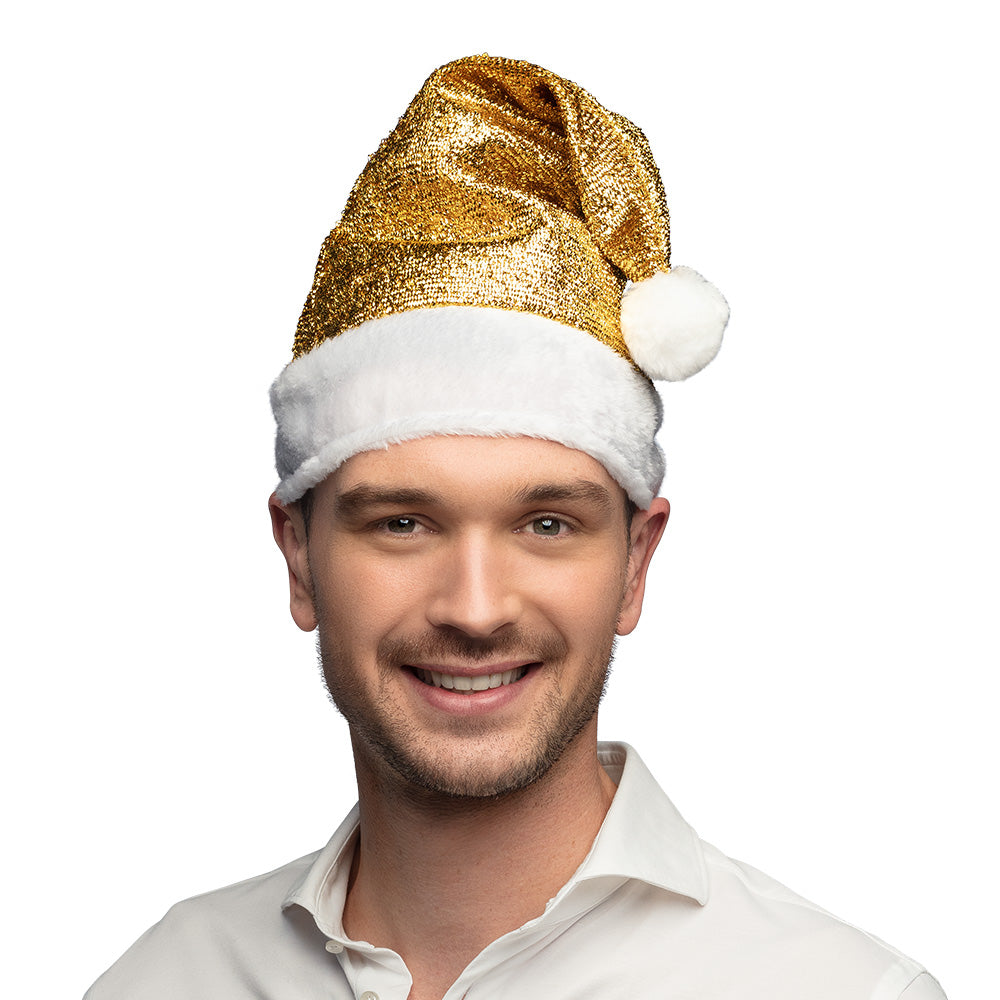 Bonnet de Sapin de Noël Pailleté Or et Blanc - Déguisement Festif