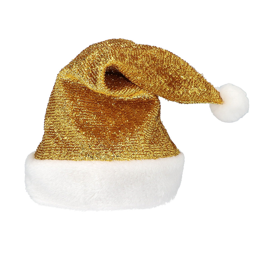 Bonnet de Sapin de Noël Pailleté Or et Blanc - Déguisement Festif