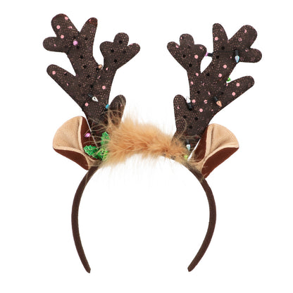 Serre-tête Bois de Renne Paillettes Adulte Noël