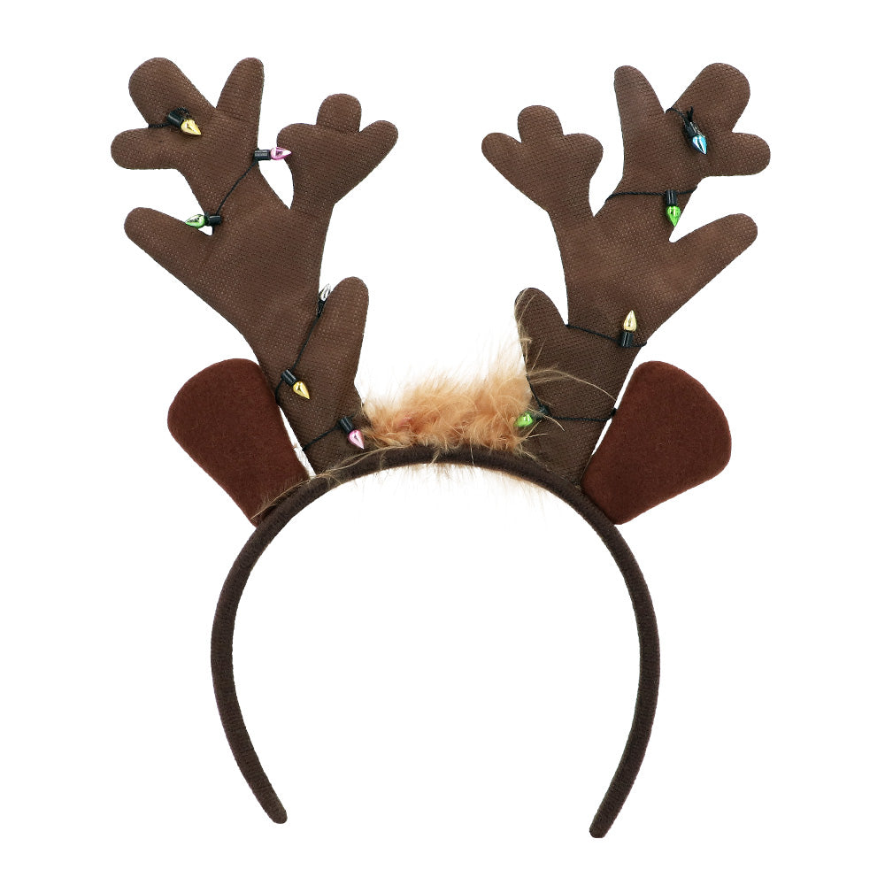 Serre-tête Bois de Renne Paillettes Adulte Noël