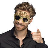 Lunettes Happy New Year Dorées à Strass - Accessoire Soirée Année Nouvelle