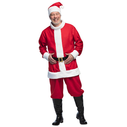 Déguisement Père Noël Luxe avec Barbe Blanche et Ceinture Dorée