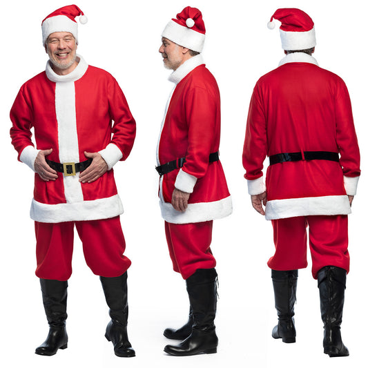 Déguisement Père Noël Luxe avec Barbe Blanche et Ceinture Dorée