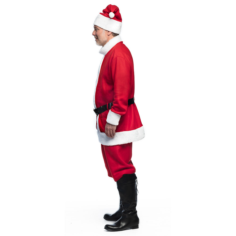 Déguisement Père Noël Luxe avec Barbe Blanche et Ceinture Dorée