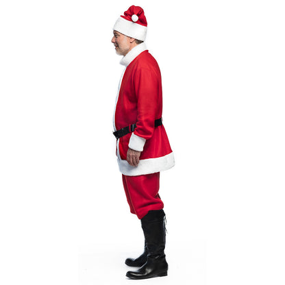 Déguisement Père Noël Luxe avec Barbe Blanche et Ceinture Dorée