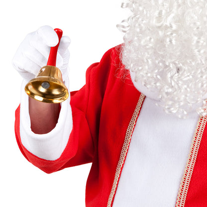 Cloche Dorée Père Noël avec Poignée Rouge - Accessoire Noël