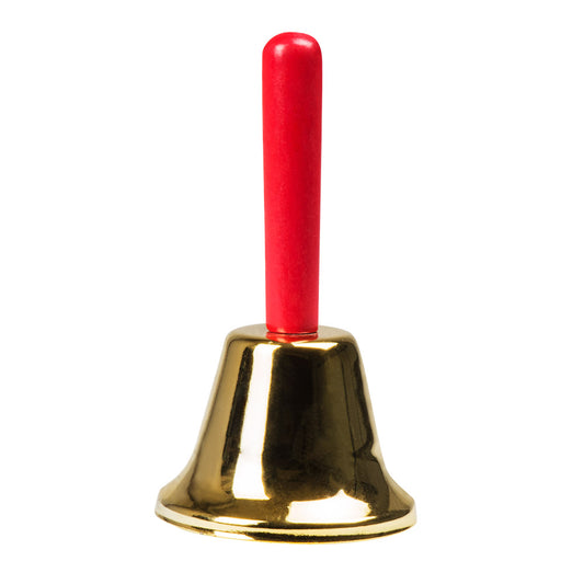 Cloche Dorée Père Noël avec Poignée Rouge - Accessoire Noël