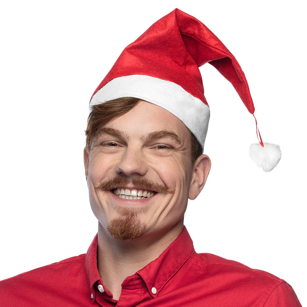 Bonnet de Père Noël rouge et blanc avec pompon - Déguisement Noël