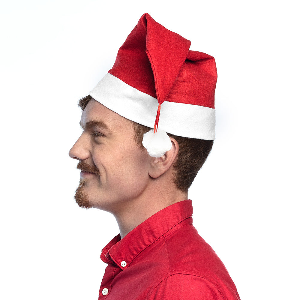Bonnet de Père Noël rouge et blanc avec pompon - Déguisement Noël