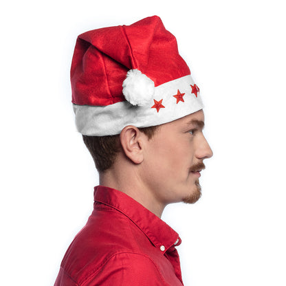 Bonnet de Père Noël lumineux avec étoiles LED rouges