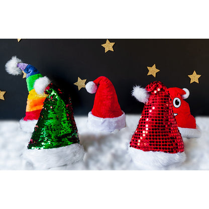 Bonnet Noël Paillettes Rouge et Blanc - Accessoire Festif