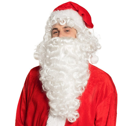 Perruque et Barbe Père Noël Blanc Luxe - Déguisement Complet
