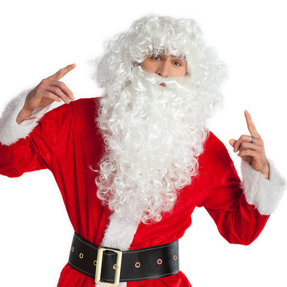 Perruque et Barbe Père Noël Blanc Luxe - Déguisement Complet