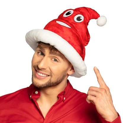 Bonnet Père Noël Rigolo avec Yeux Animés - Accessoire Fête