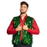 Gilet Sapin Noël Lumineux Sequins Verts - Déguisement Festif