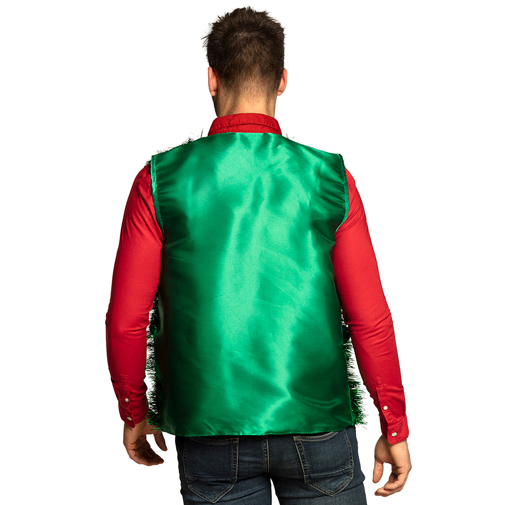 Gilet Sapin Noël Lumineux Sequins Verts - Déguisement Festif